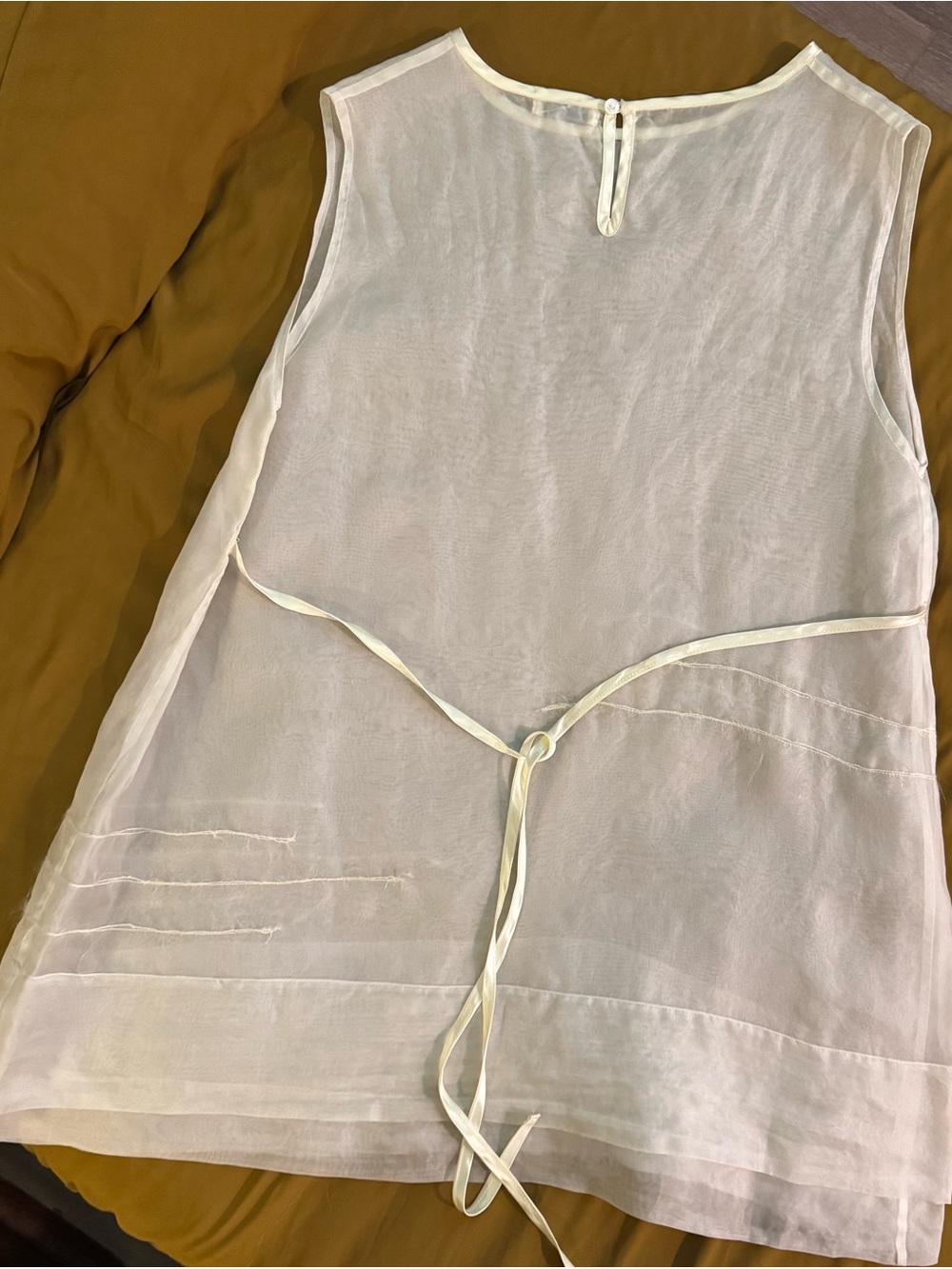 Lightweight Sheer Ivory Tunic with Tie Waist